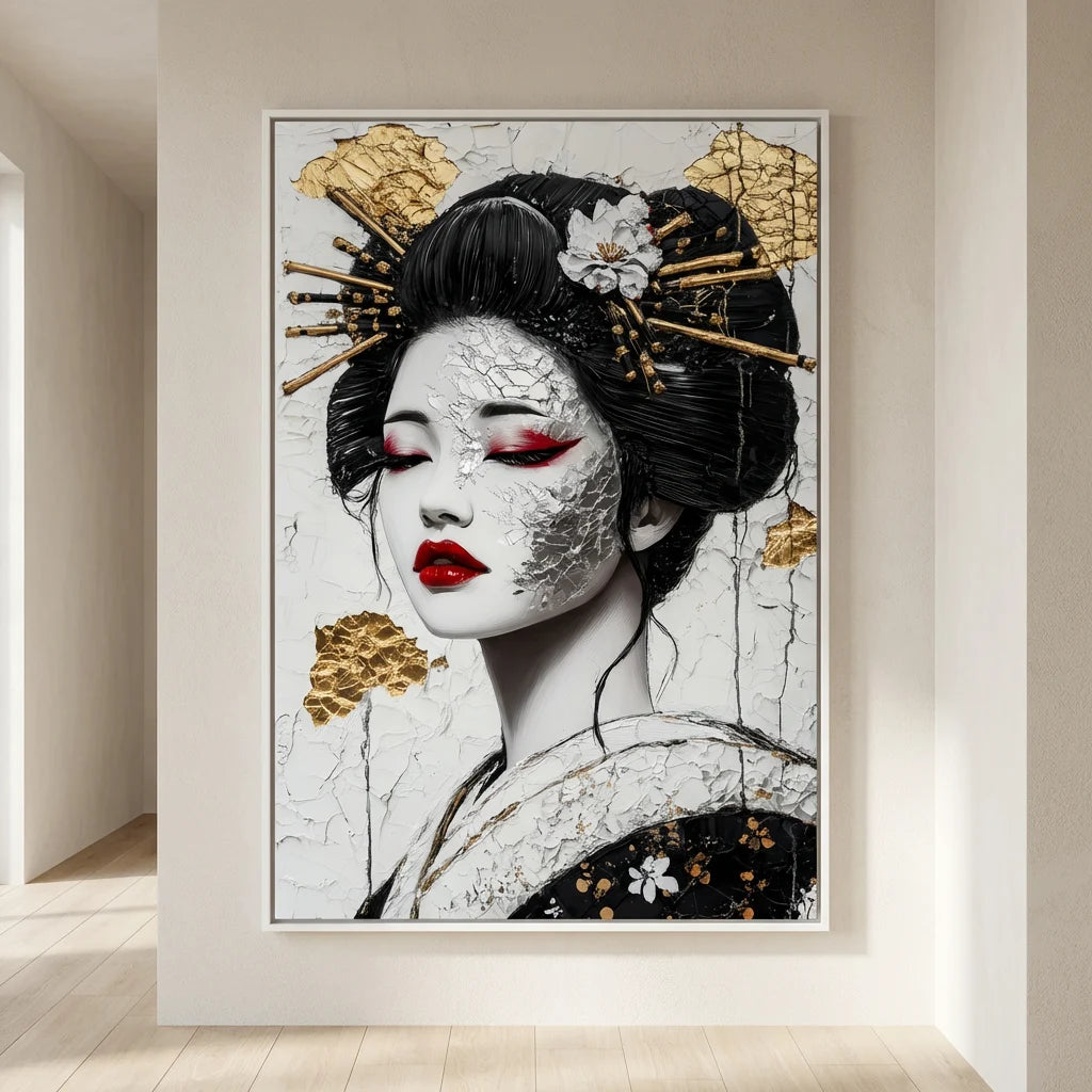 Tableau geisha design moderne art mural luxe japonais
