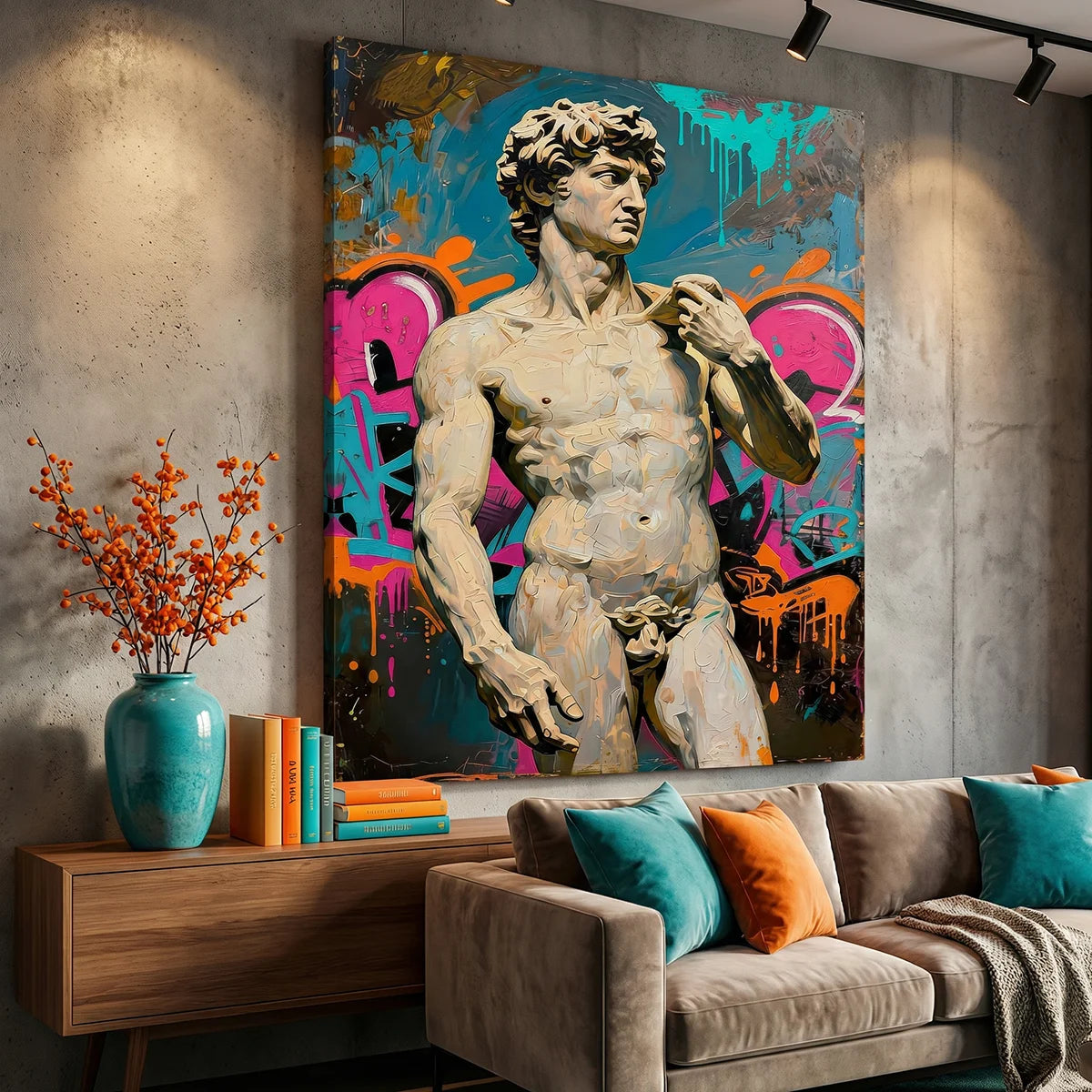 Tableau street art David Michel-Ange graffiti moderne coloré