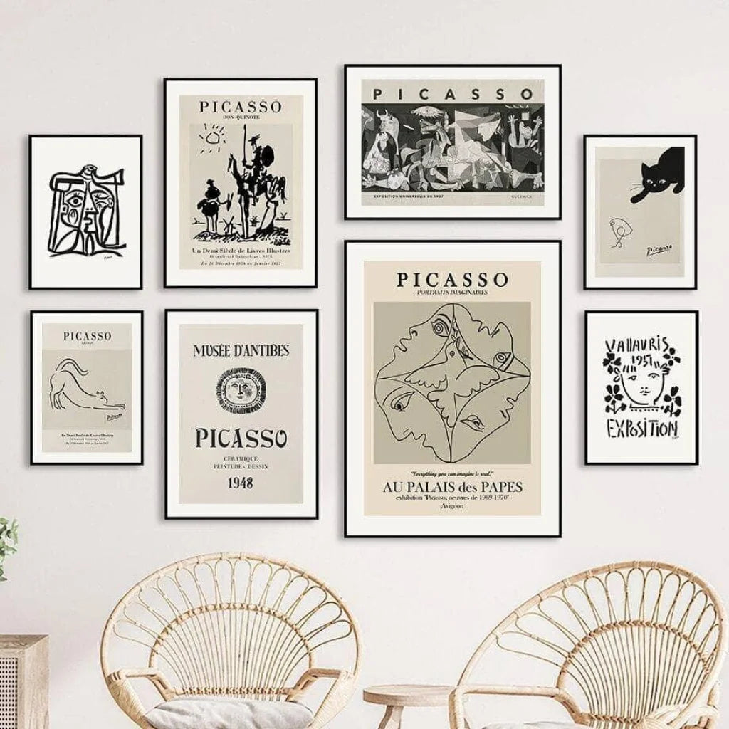 Affiche Picasso Vintage Expo Collection 8 Pièces - Montableaudeco