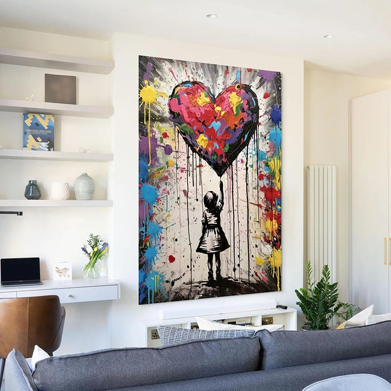 décoration murale fille noir et blanc fond coloré