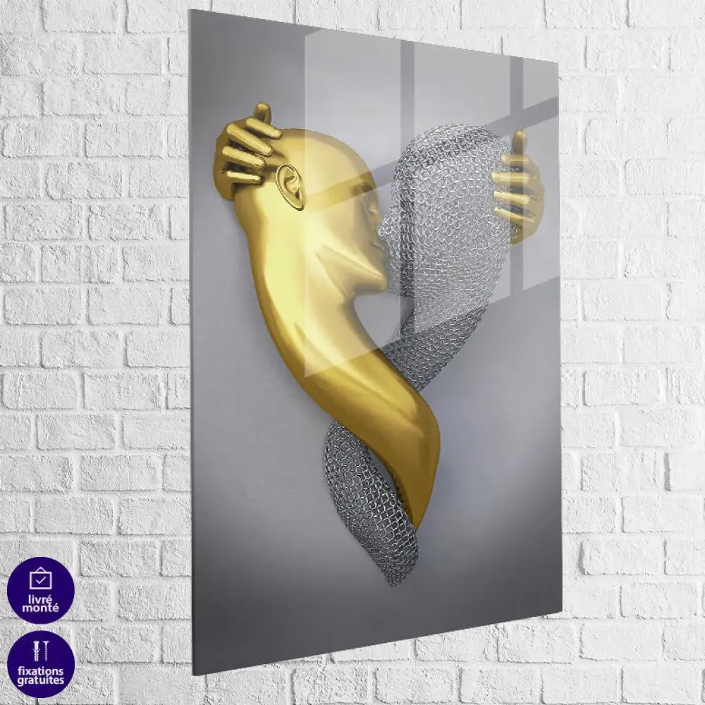 Tableau 3D Un Amour Gris et Or 40x60cm / B / Plexiglas Tableau moderne