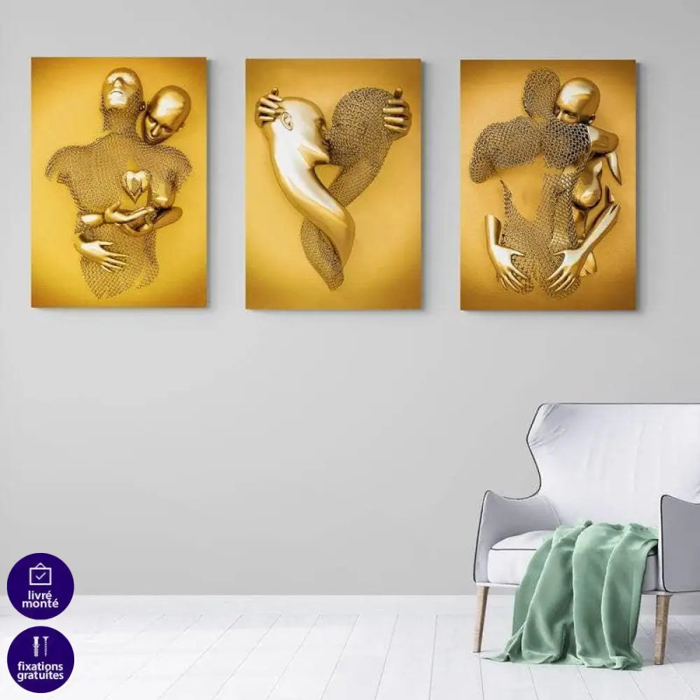 Tableau 3D Un Amour Or - Montableaudeco