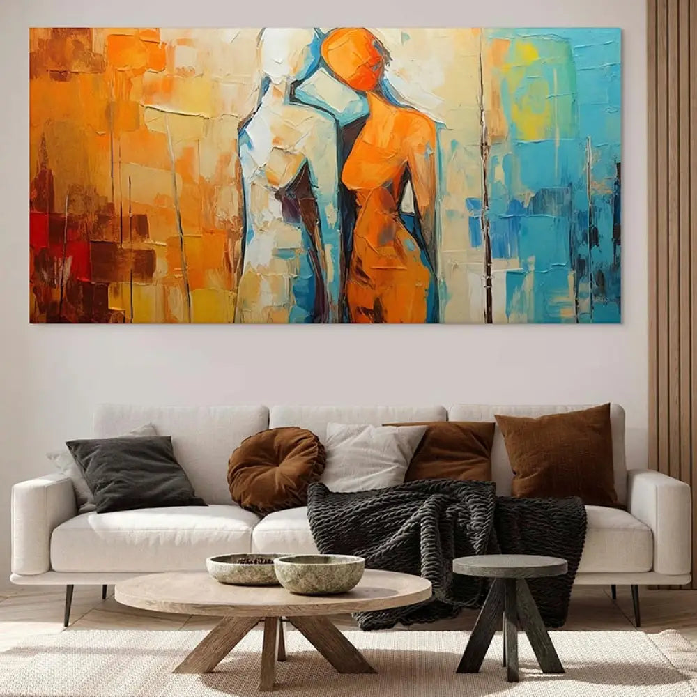 Tableau Abstrait Connexions Silencieuses 40x80cm / Toile tendue sur châssis Tableau moderne