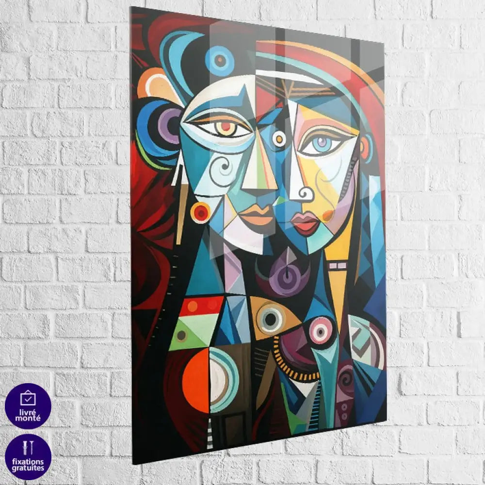 Décoration murale design tableau cubiste coloré