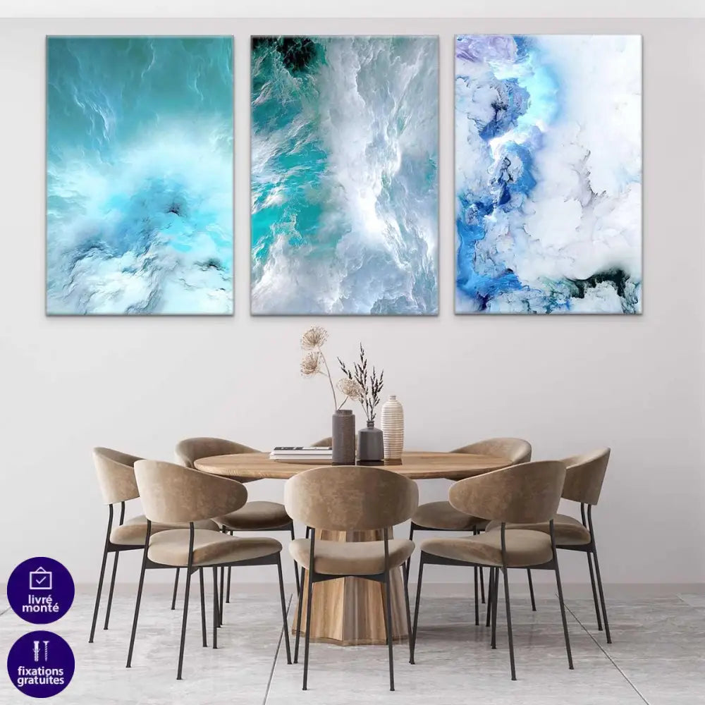 Tableau Abstrait Nuage 3 Parties - Montableaudeco