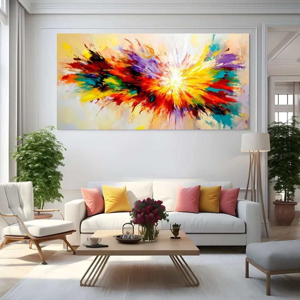 Décoration murale salon moderne avec tableau Radiance coloré