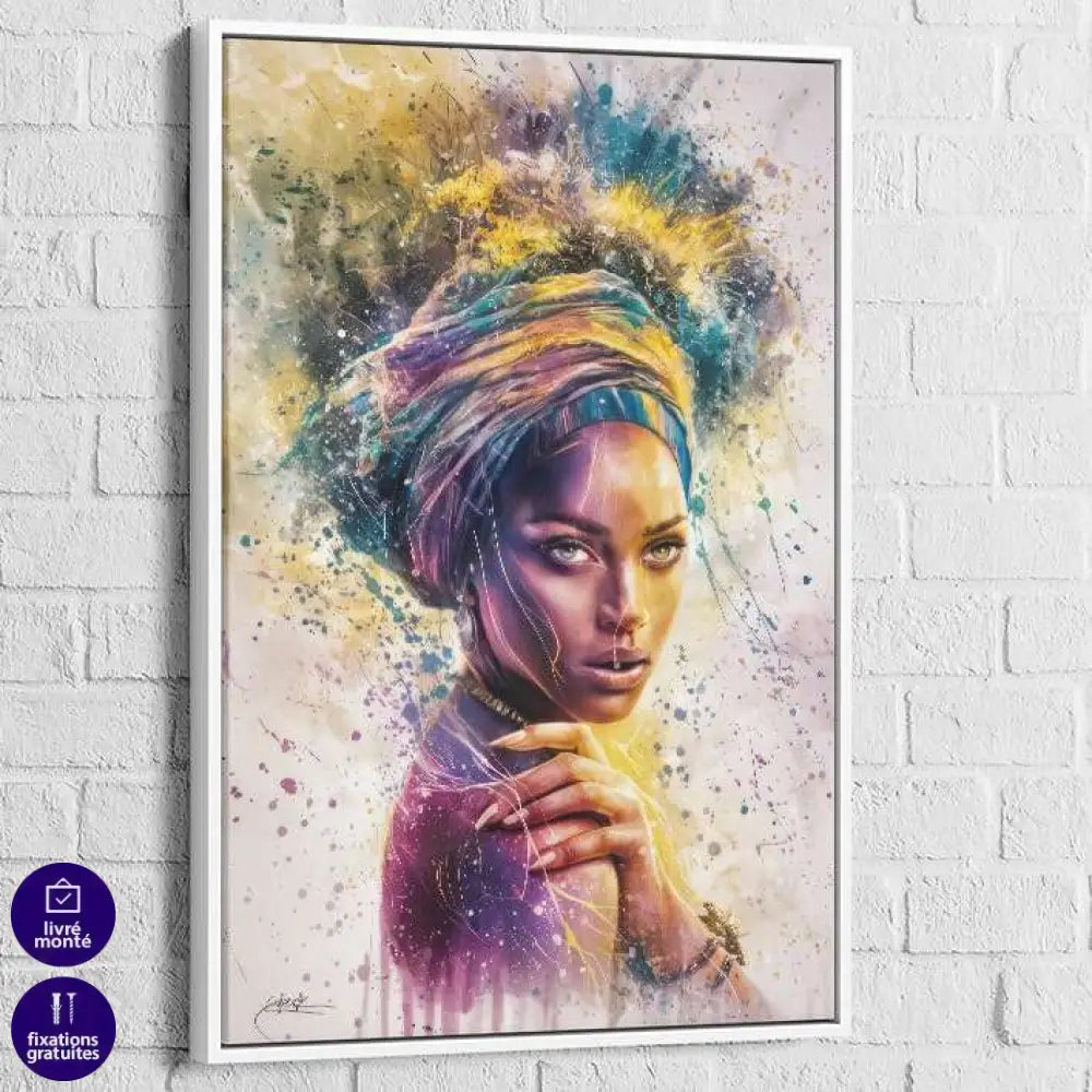 Tableau Afrique Célébration de la Beauté 40x60cm / Cadre Blanc Tableau Afrique