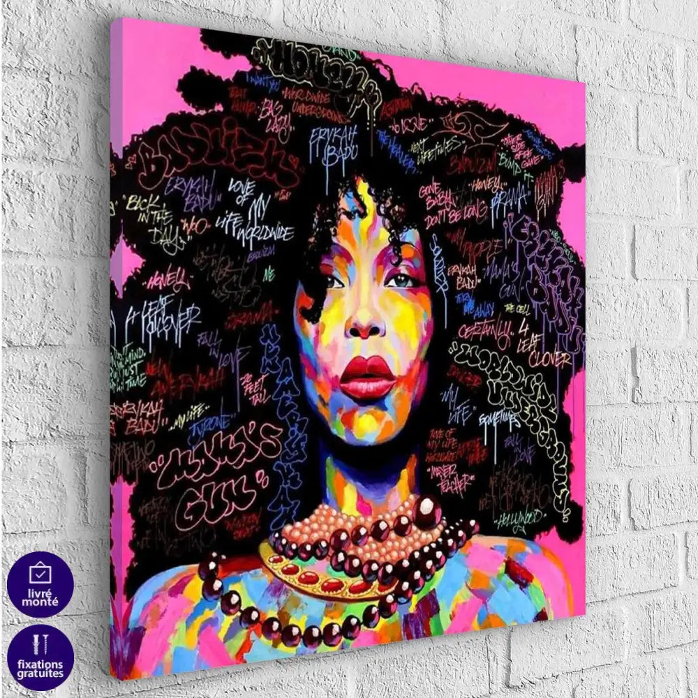 Tableau Afrique Femme Graffiti 5 Pièces - Montableaudeco