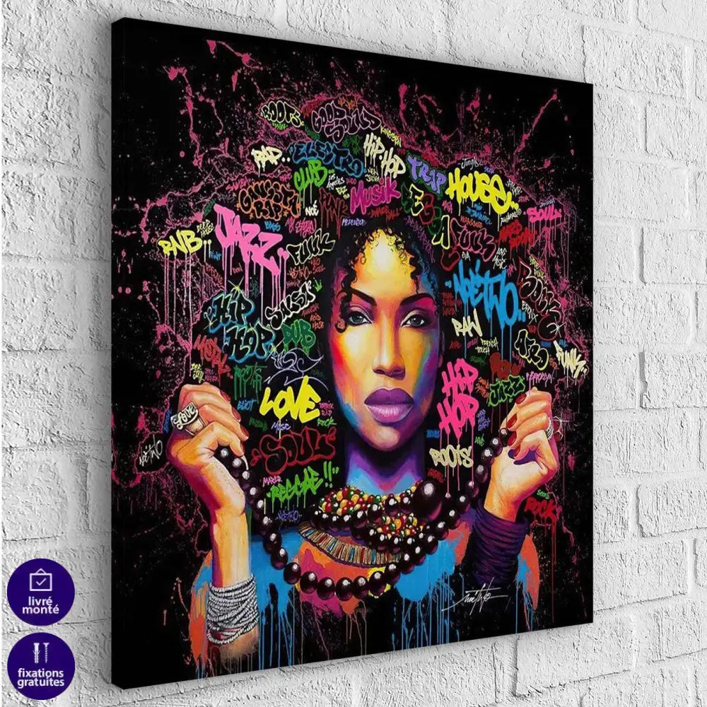 Tableau Afrique Femme Graffiti 5 Pièces - Montableaudeco