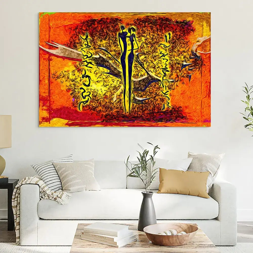 Tableau Afrique Le Couple Amoureux aux couleurs chaudes