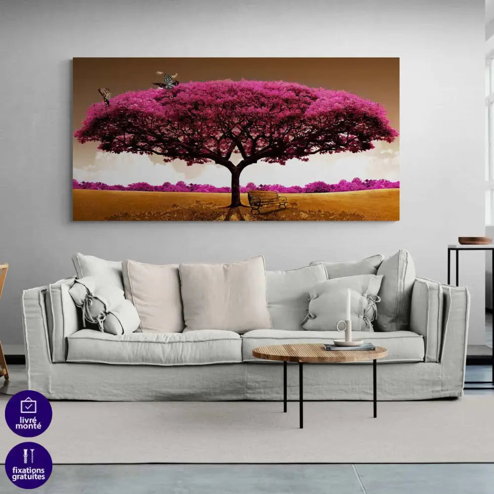 Tableau Arbre Rose Grand Format - Montableaudeco