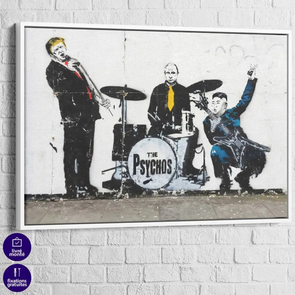 Tableau Banksy The Psychos 40x60cm / Cadre Blanc Tableau Banksy