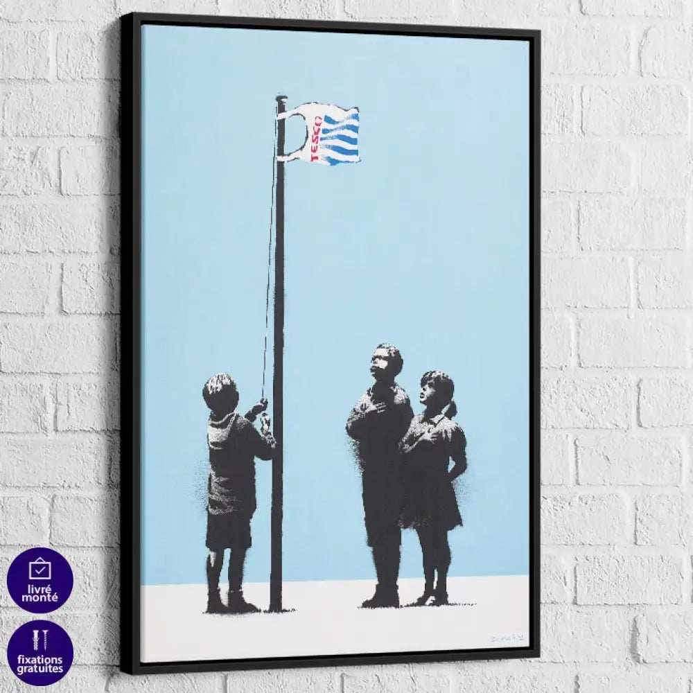 Tableau Banksy Very Little Helps 40x60cm / Cadre Noir Tableau Banksy