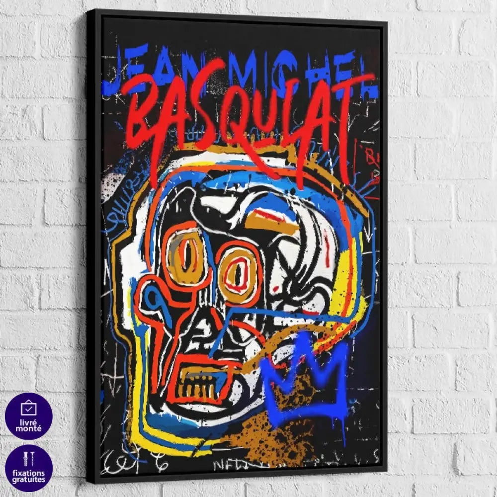 Tableau Basquiat Dualité Urbaine 40x60cm / Cadre Noir / B Tableau Basquiat