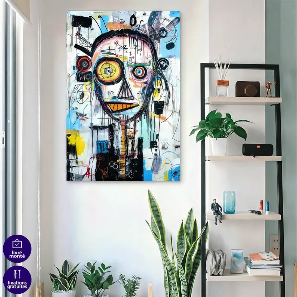 Décoration murale expressive inspirée de l’univers urbain de Basquiat en grand format