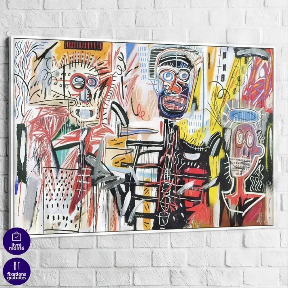 Version encadrée du tableau Basquiat Philistines 1982 – déco murale contemporaine