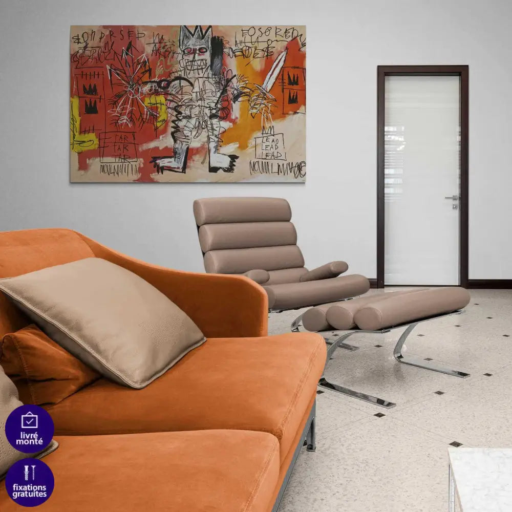 Tableau Basquiat Warrior Graffiti - Montableaudeco