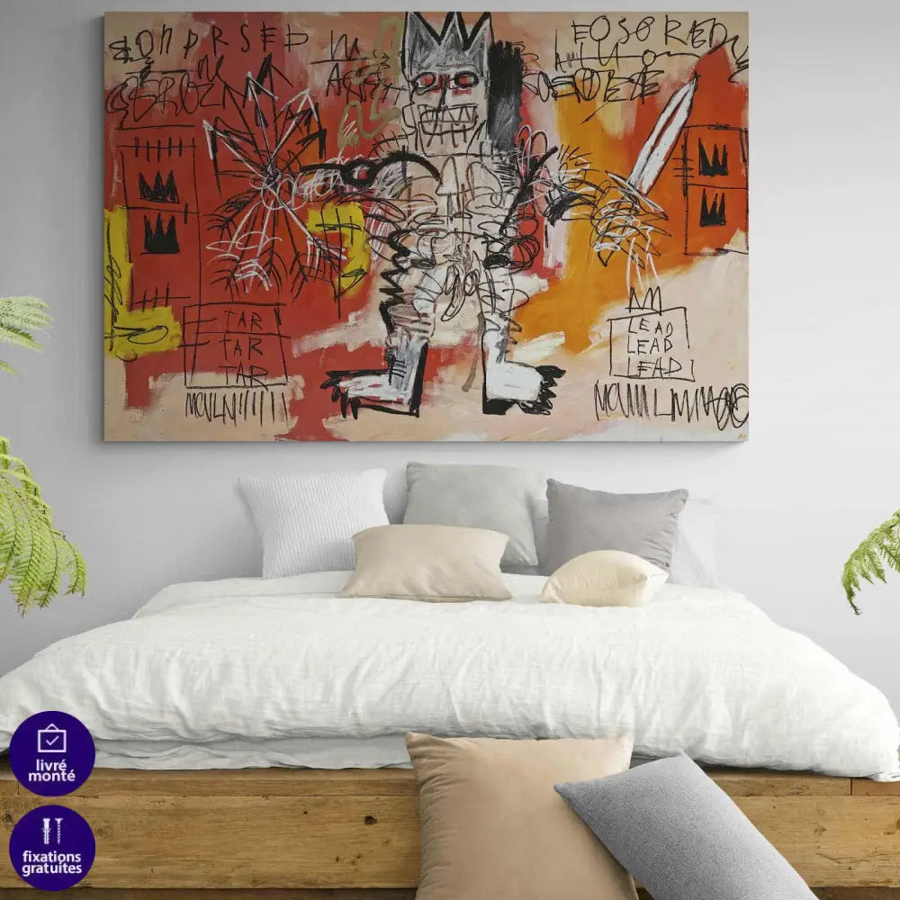 Tableau Basquiat Warrior Graffiti - Montableaudeco