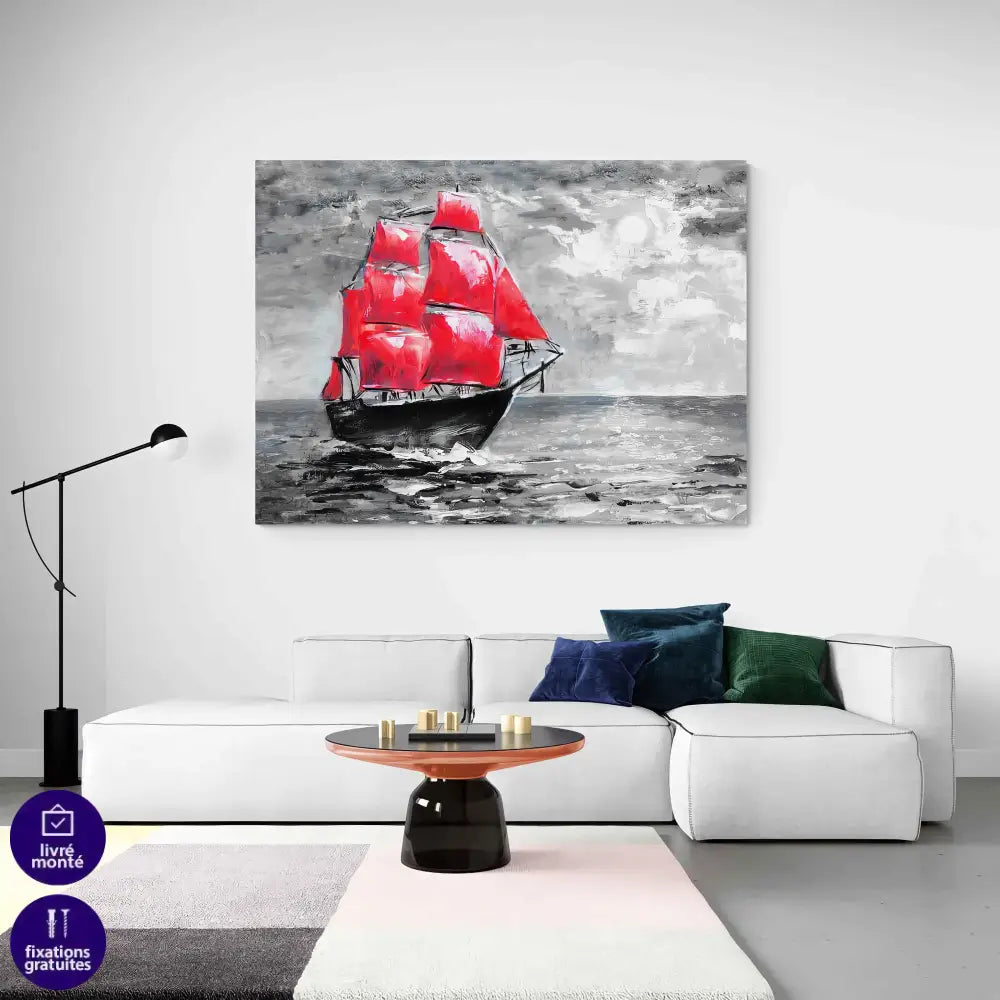 Tableau Bateau La Voile Rouge - Montableaudeco