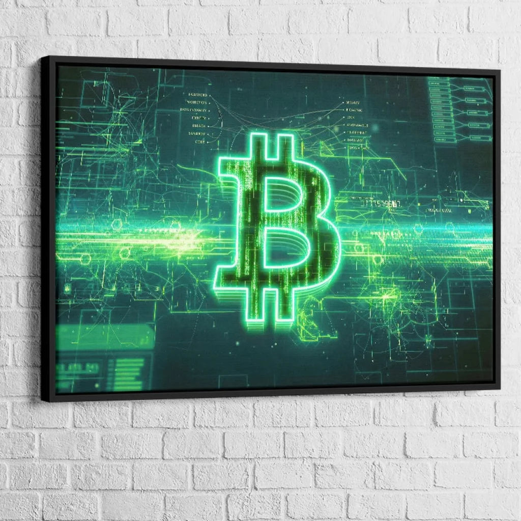 Tableau Bit Coin Electronics 40x60cm / Cadre Noir Tableau Street Art