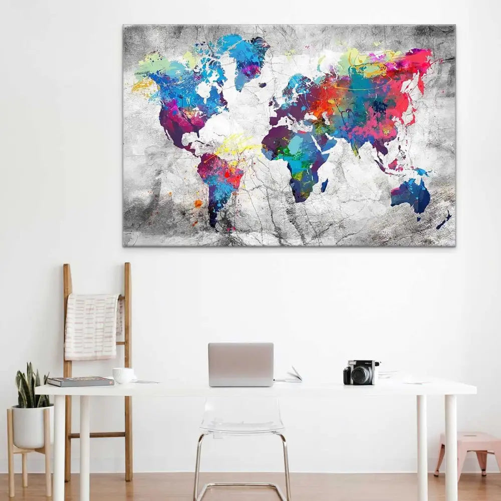 Tableau Carte du monde Colorée - Montableaudeco