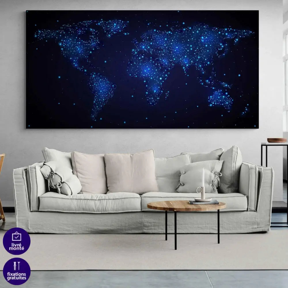 Tableau Carte Du Monde Étoilée - Montableaudeco