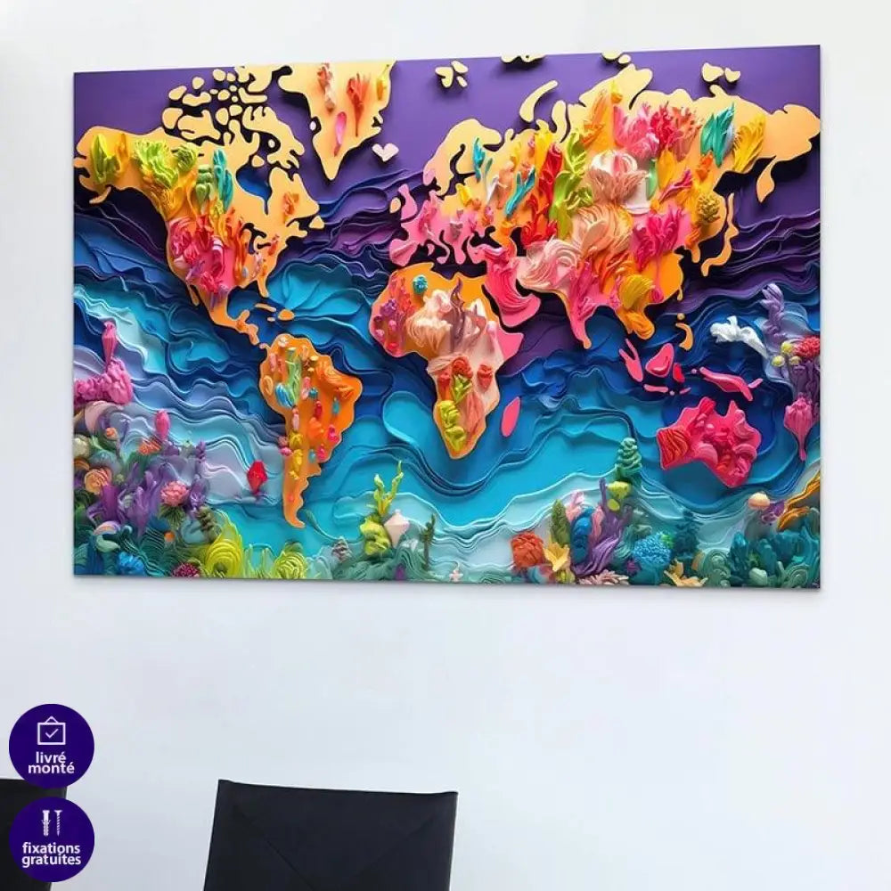 Tableau Carte Monde Aqua - Montableaudeco