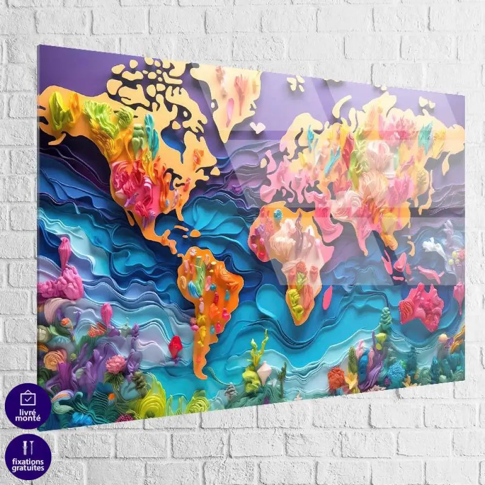 Tableau Carte Monde Aqua - Montableaudeco