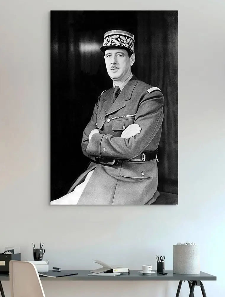 Tableau Charles de Gaulle 40x60cm / Toile tendue sur châssis Tableau vintage