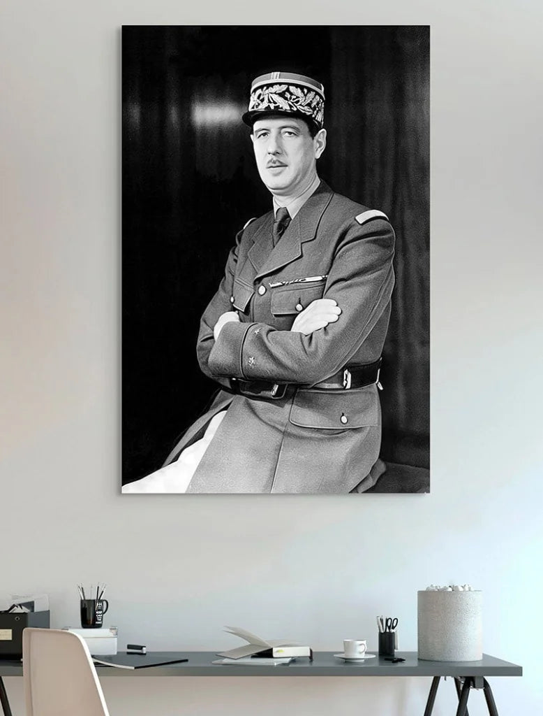 Tableau Charles de Gaulle 40x60cm / Toile tendue sur châssis Tableau vintage