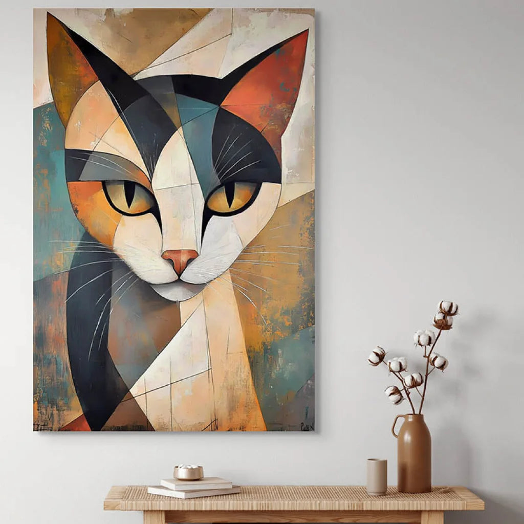 Tableau Chat à Facettes 40x60cm / Affiche sans cadre Tableau Chat
