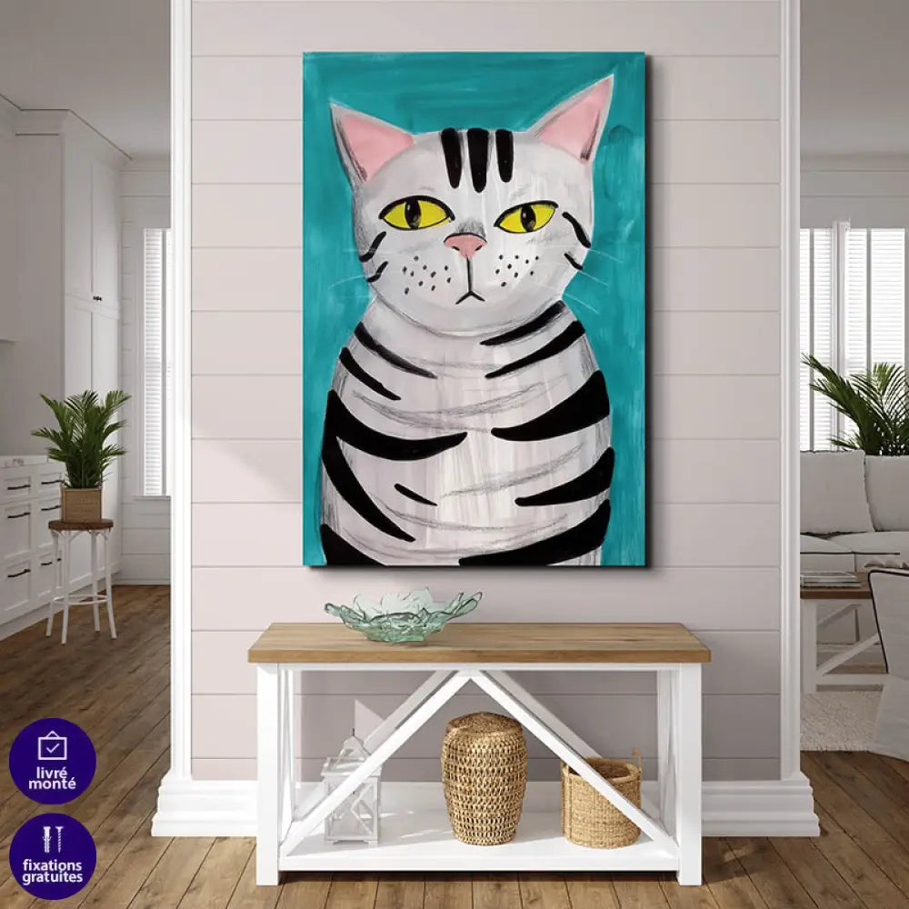 Tableau Chat Coloré Collection 7 Pièces 30x40cm / E / Toile tendue sur châssis Tableau Chat