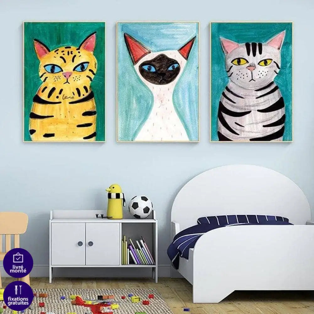 Tableau Chat Coloré | Déco Original | Offre de Bienvenue -20% b