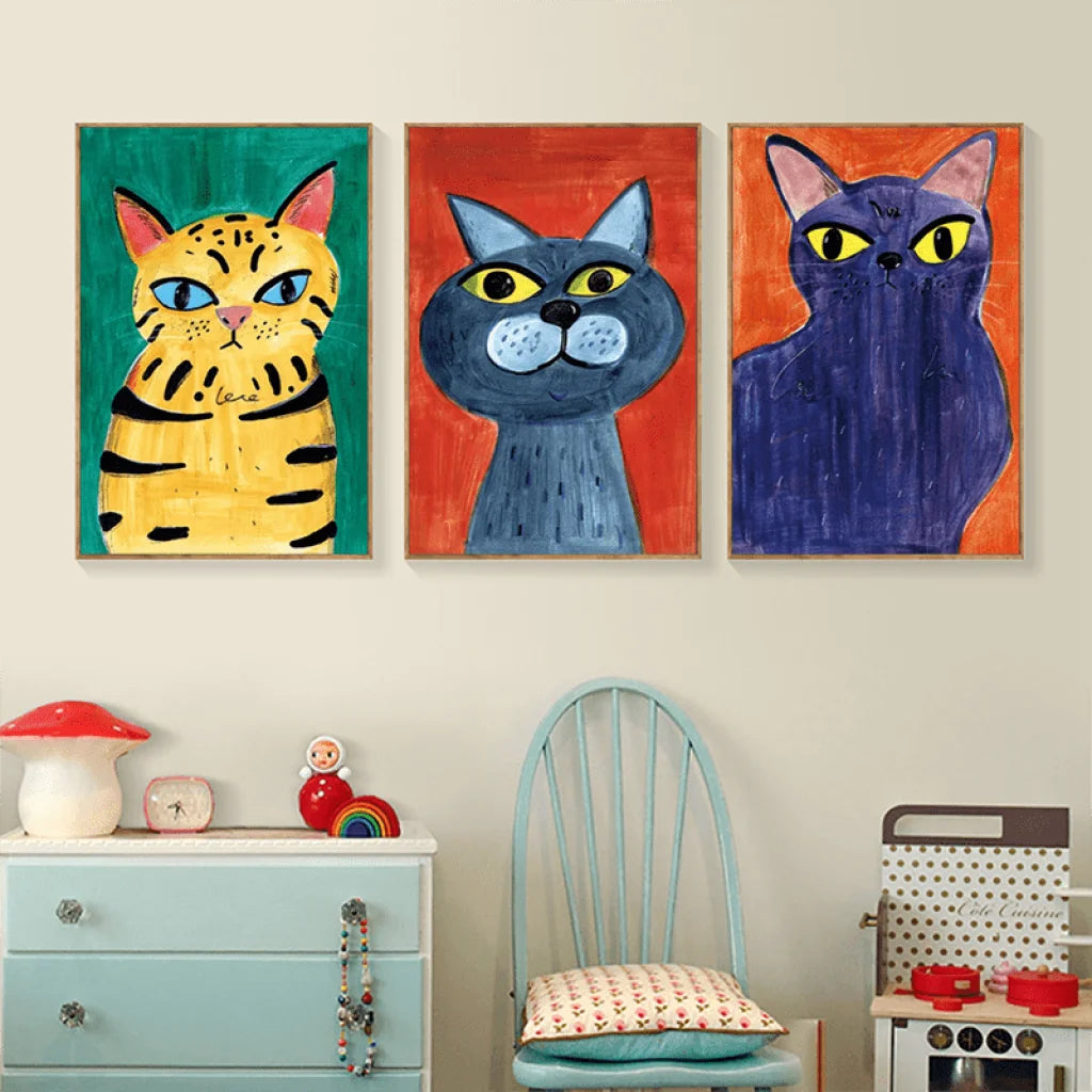 Tableau Chat Coloré | Déco Original | Offre de Bienvenue -20%