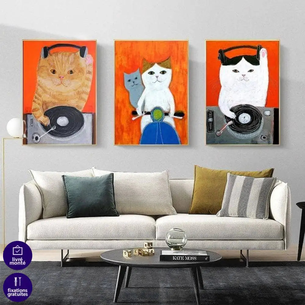 Tableau Chat Coloré Fun Collection 13 Pièces - Montableaudeco