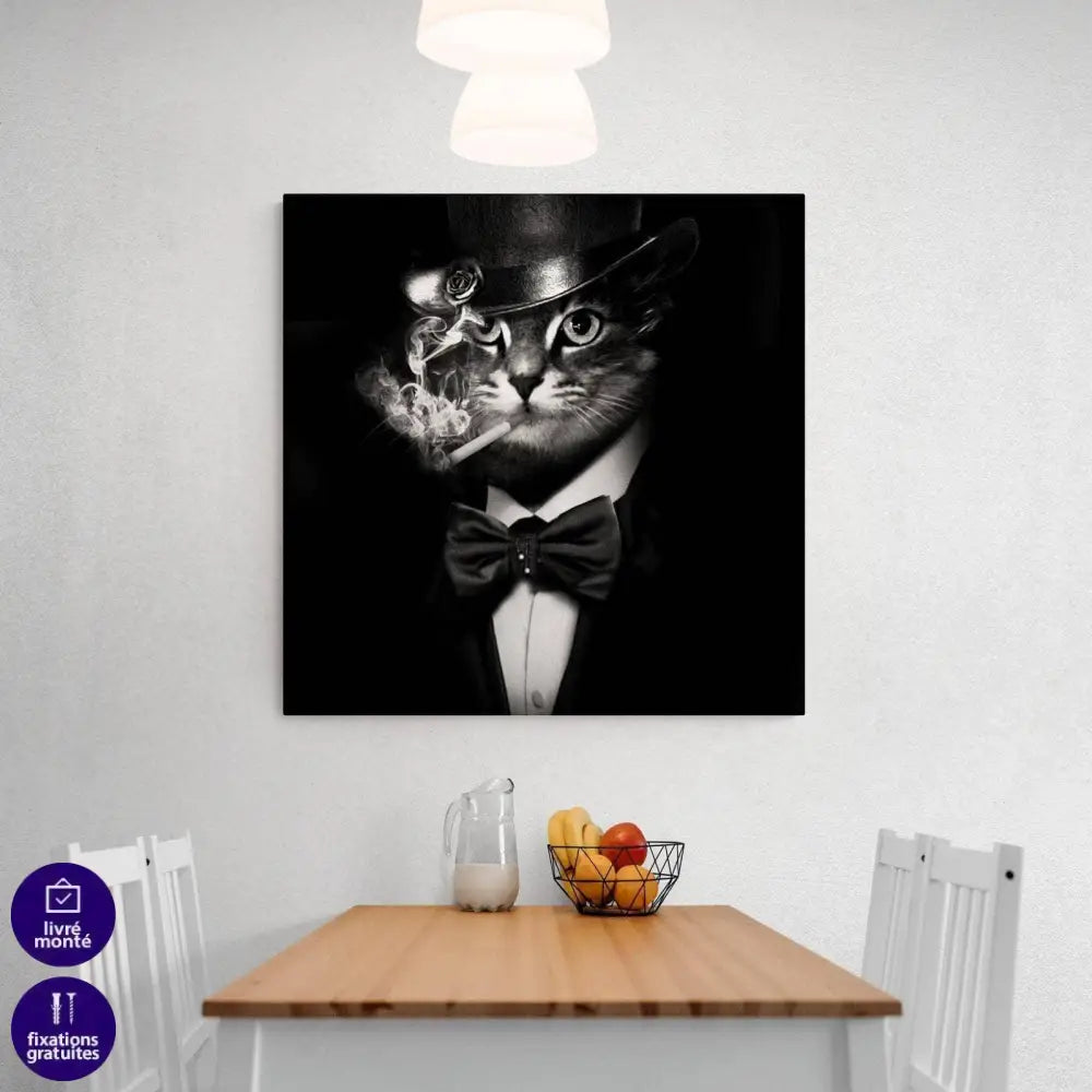 Tableau Chat Noir et Blanc Le Gentleman - Montableaudeco