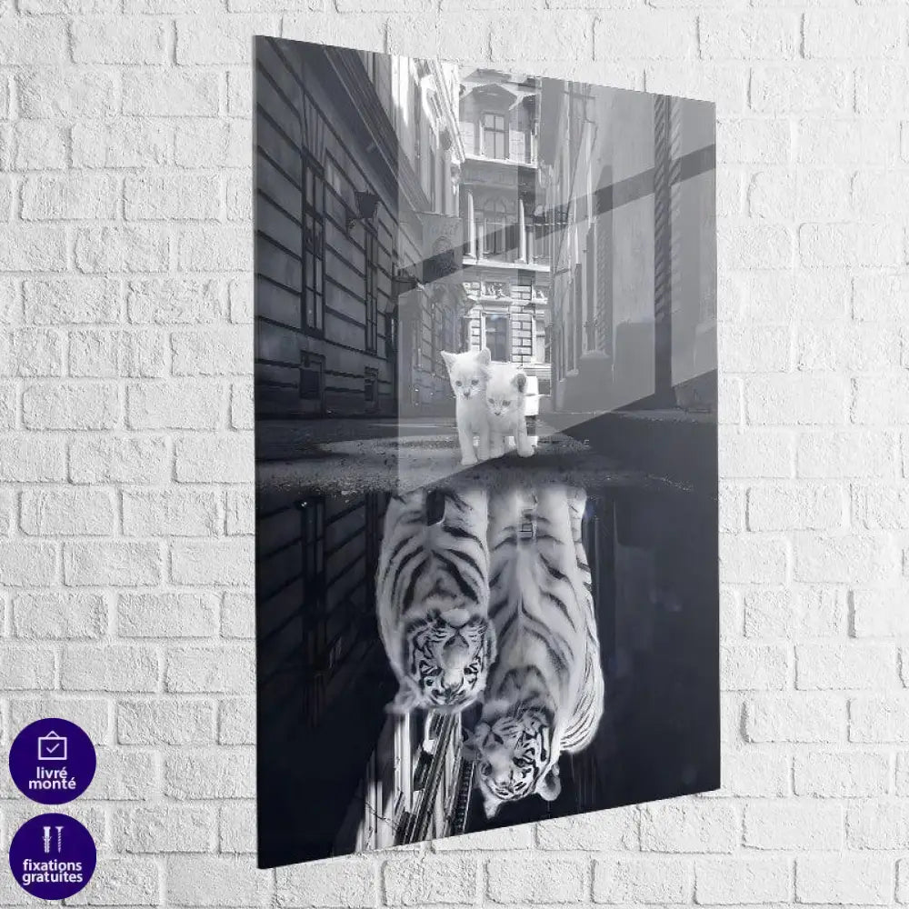 Tableau Chat Noir et blanc Le Tigre - Montableaudeco