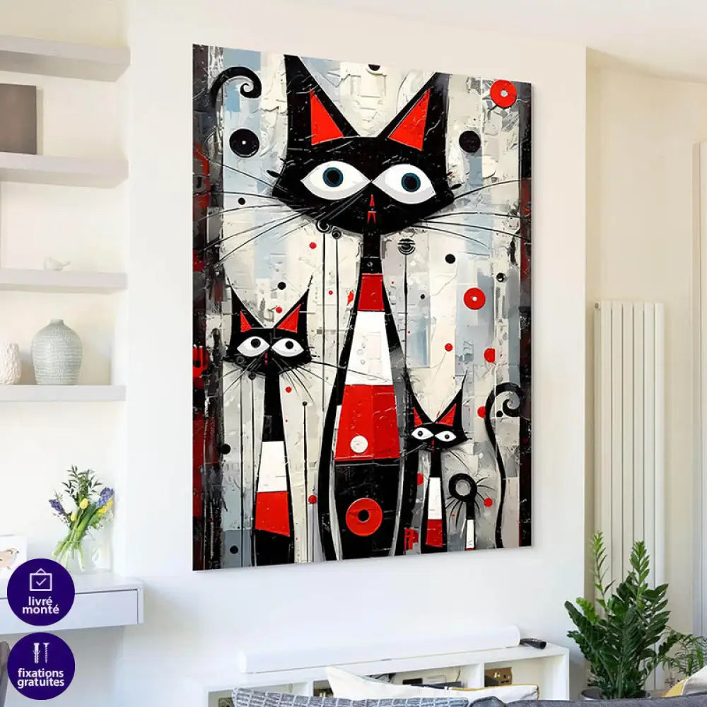 Tableau Chat Trilogie des Félins 40x60cm / Toile tendue sur châssis / A Tableau Street Art