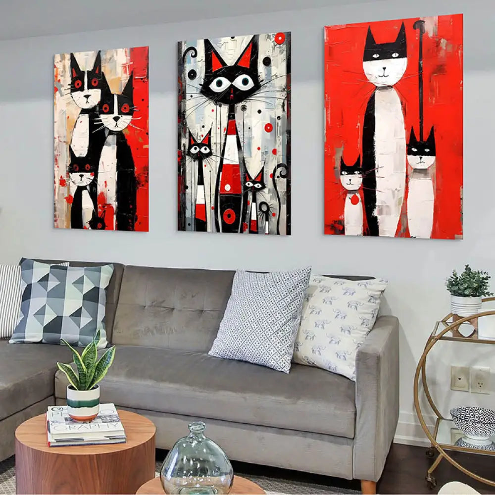 Tableau Chat Trilogie des Félins Tableau Street Art