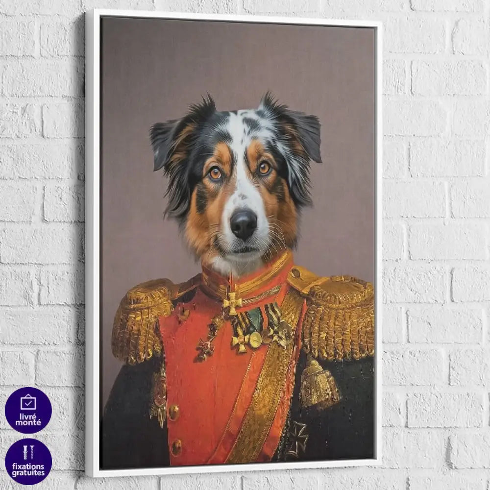 Tableau Chien Personnalisé Historique – Héros de l’Empire 60x80cm / Cadre Blanc Tableau Chien