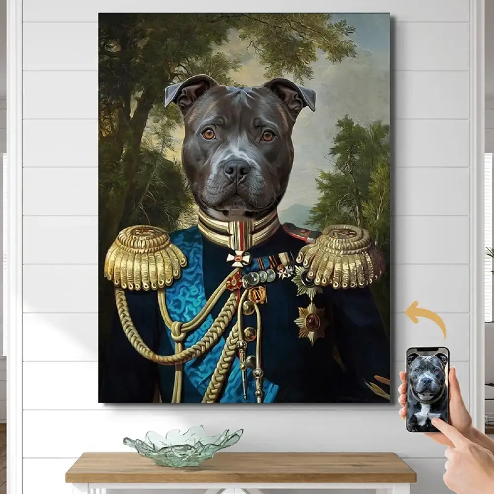 Tableau Chien Personnalisé Historique – Officier Médaillé 60x80cm / Affiche sans cadre Tableau Chien