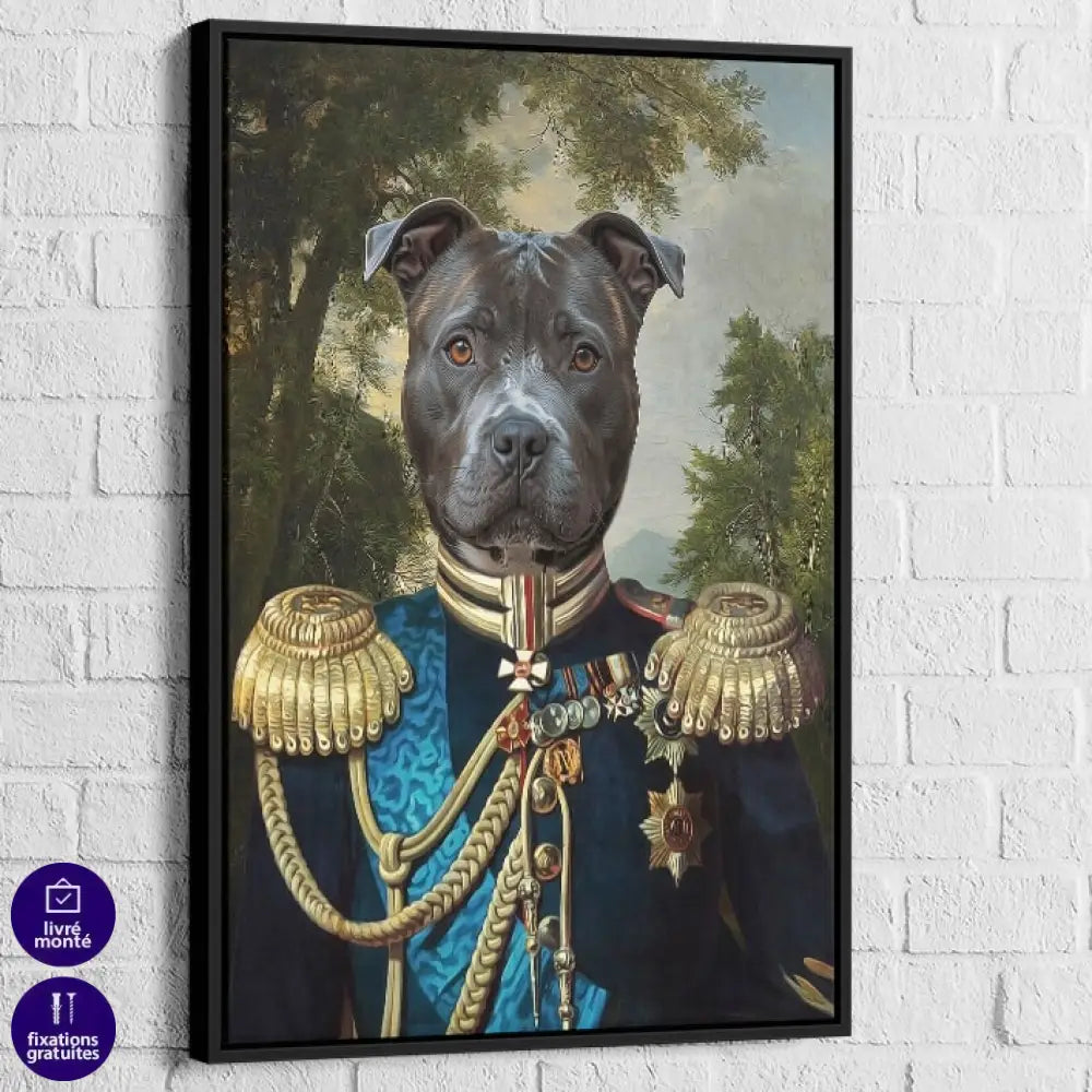 art mural sur mesure chien en officier distingué avec médailles
