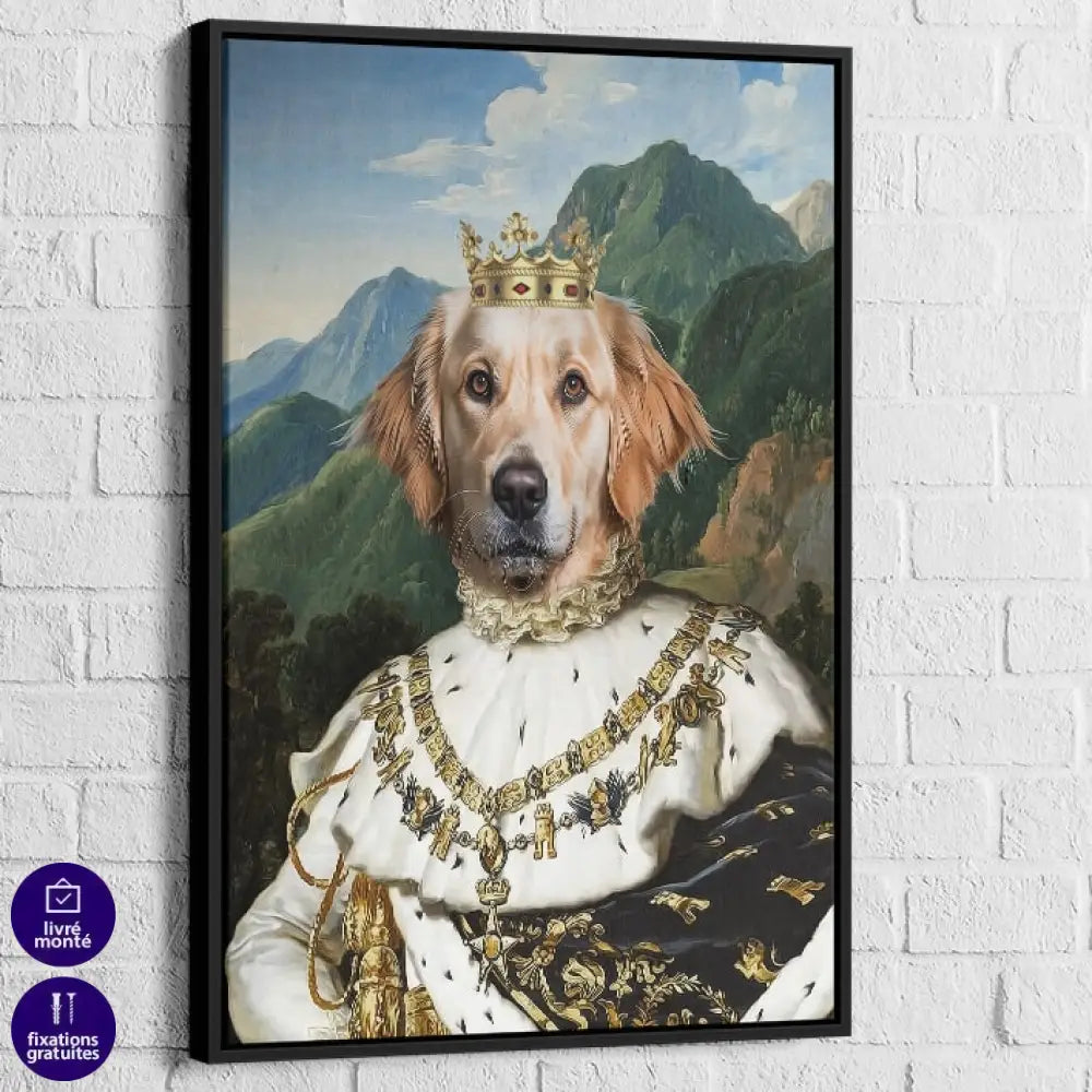 toile sur mesure chien transformé en majesté royale