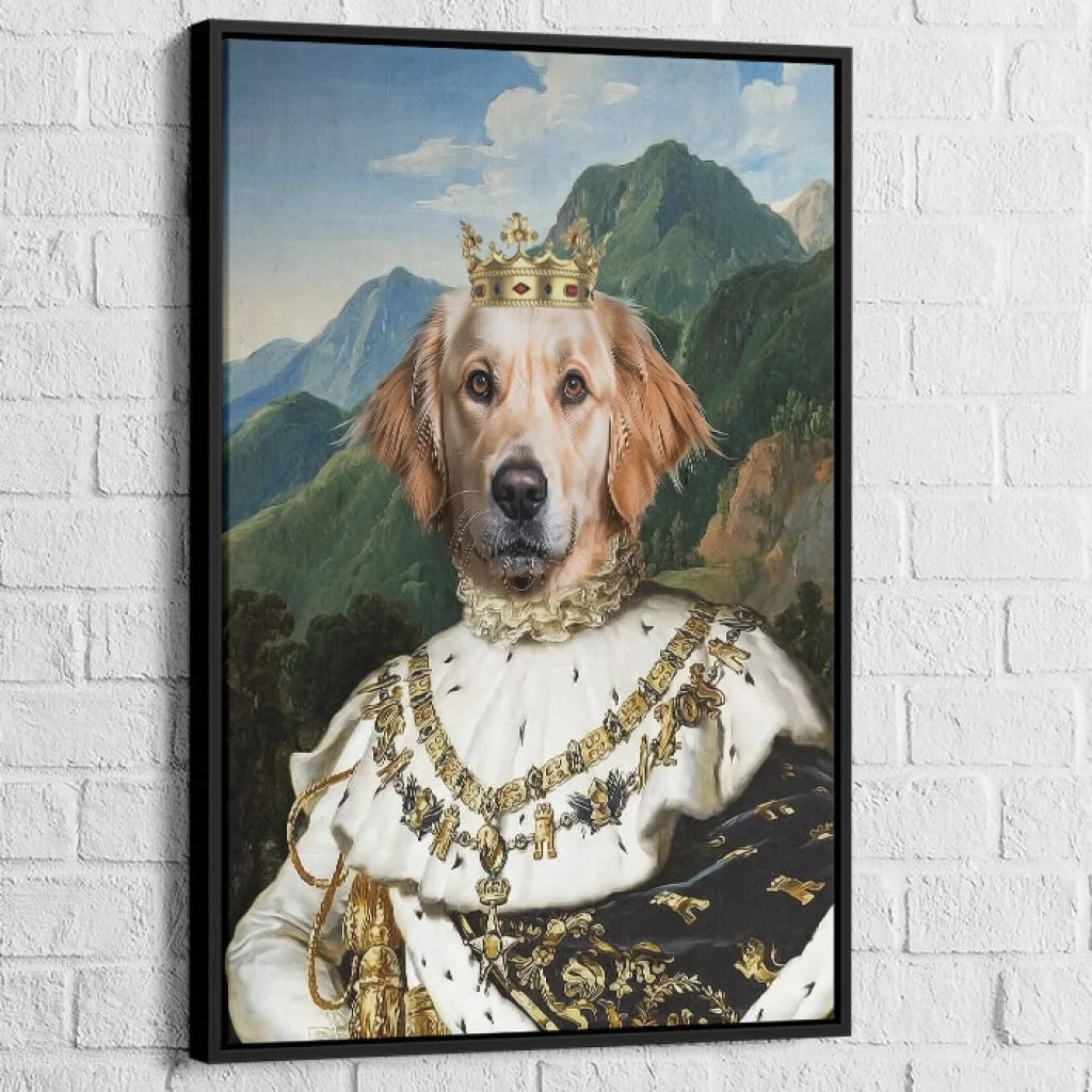 toile sur mesure chien transformé en majesté royale