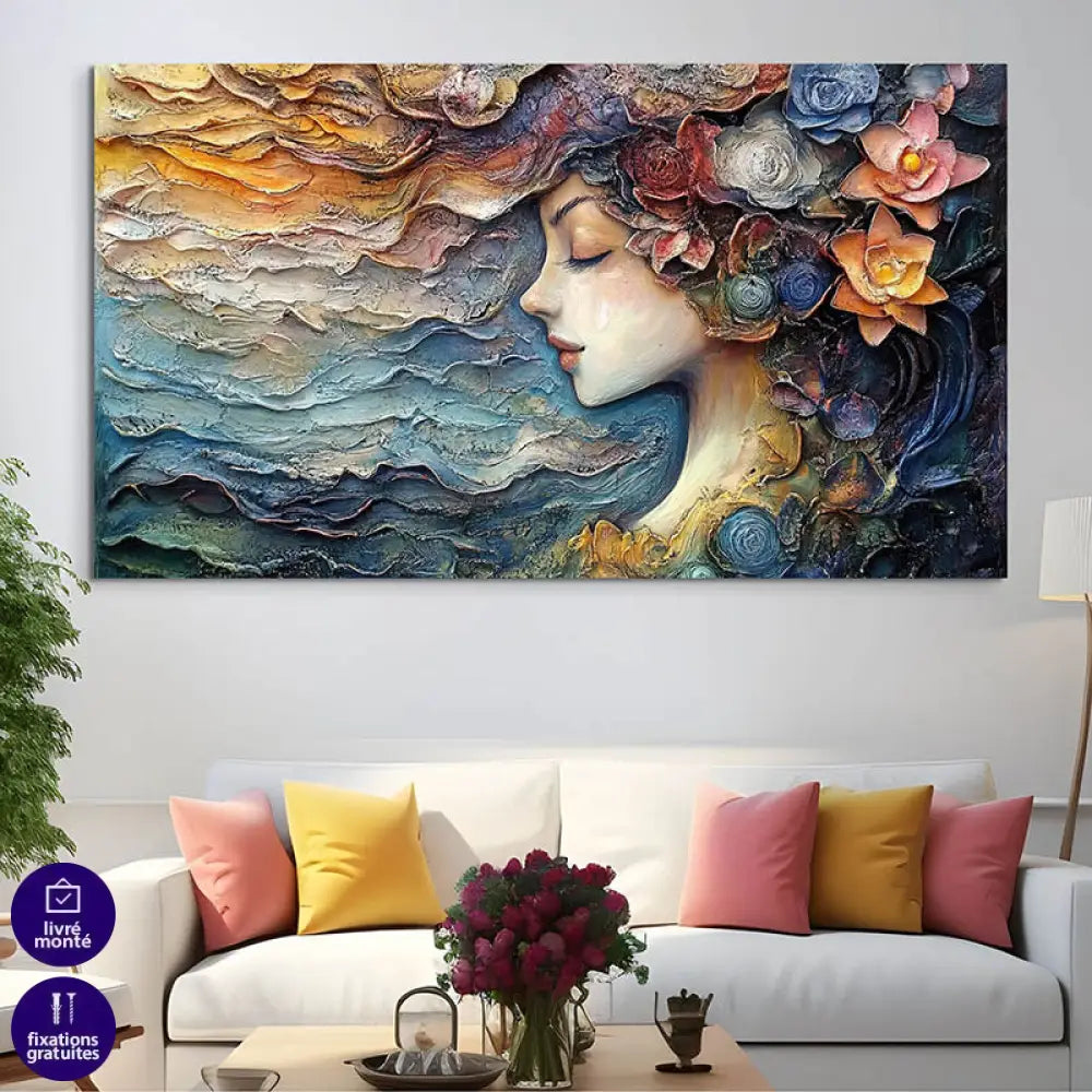 Tableau Contemporain Souffle du Printemps 40x80cm / Toile tendue sur châssis Tableau Contemporain