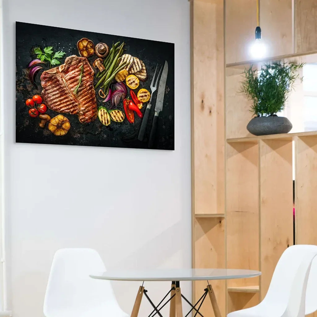 Toile artistique cuisine bœuf grillé et légumes gourmands