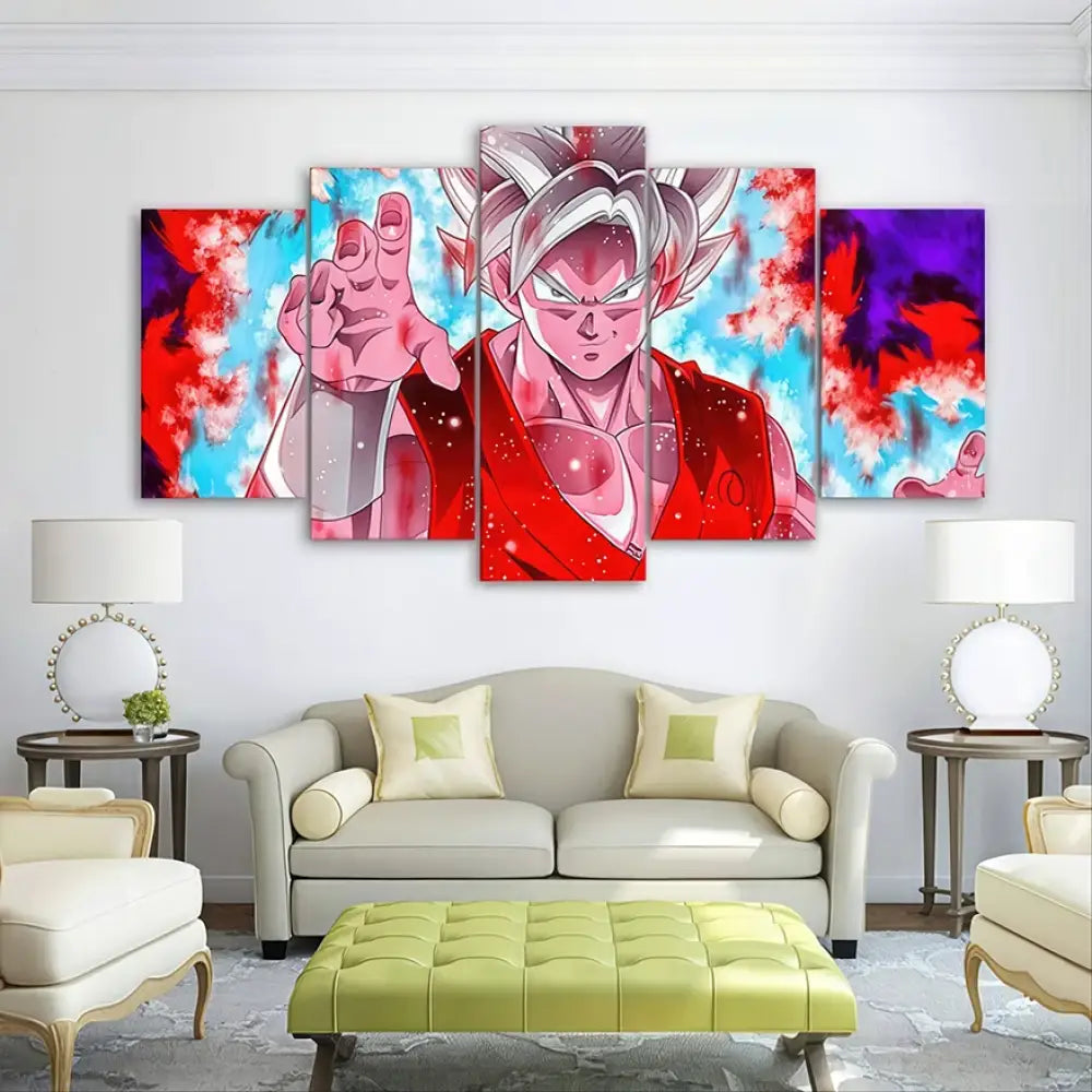 Tableau Dragon Ball 5 panneaux Kaio-Ken