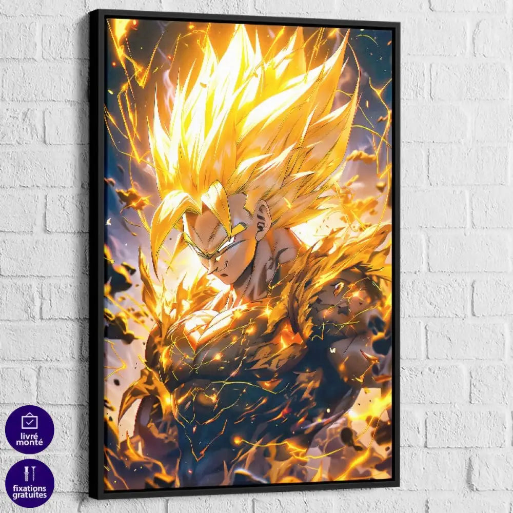 tableau mural dragon ball guerriers saiyans