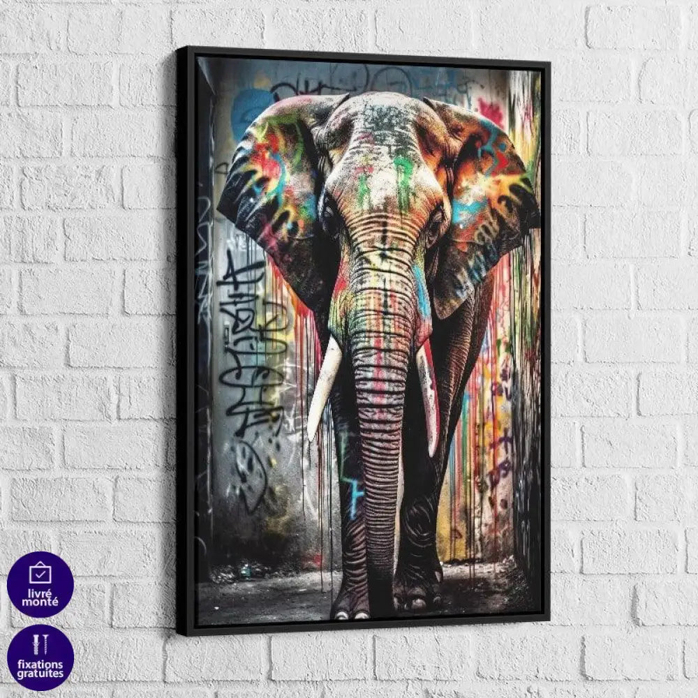 Tableau Elephant Coloré Graffiti - Montableaudeco