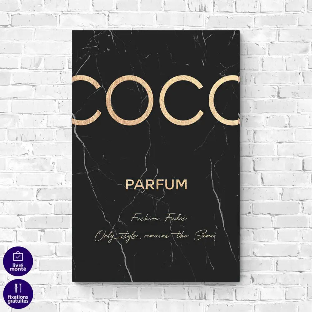 Tableau Fashion Coco Noir et Or 3 Pièces - Montableaudeco